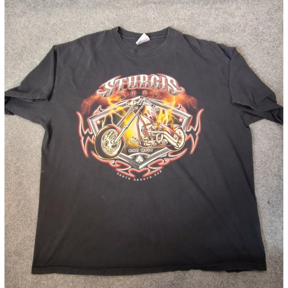 Vintage Sturgis 2005 Hanes Heavyweight T-Shirt Black XL Graphic Biker Rally Tee